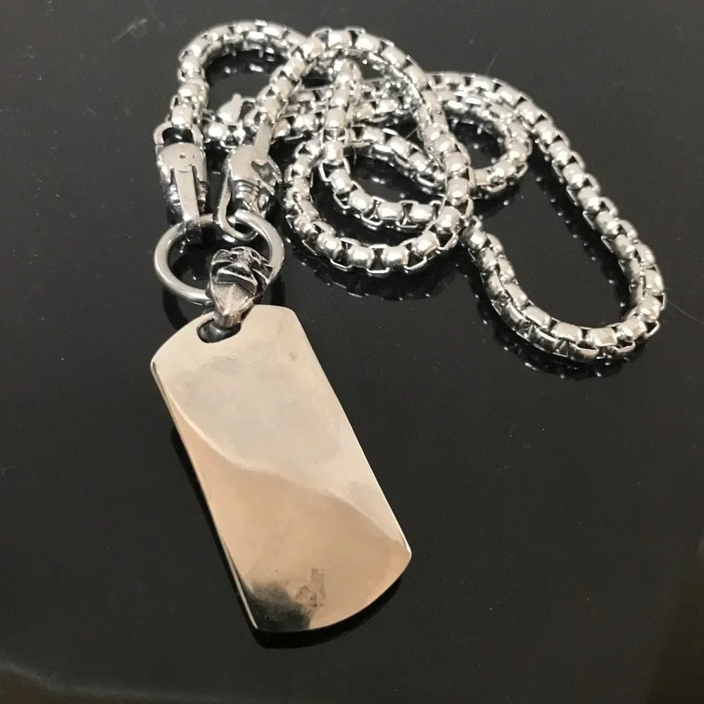 Skull Necklace Pendant Chain Biker Silver Rock Mans Moto Gothic Motorcycle - Picture 7 of 7